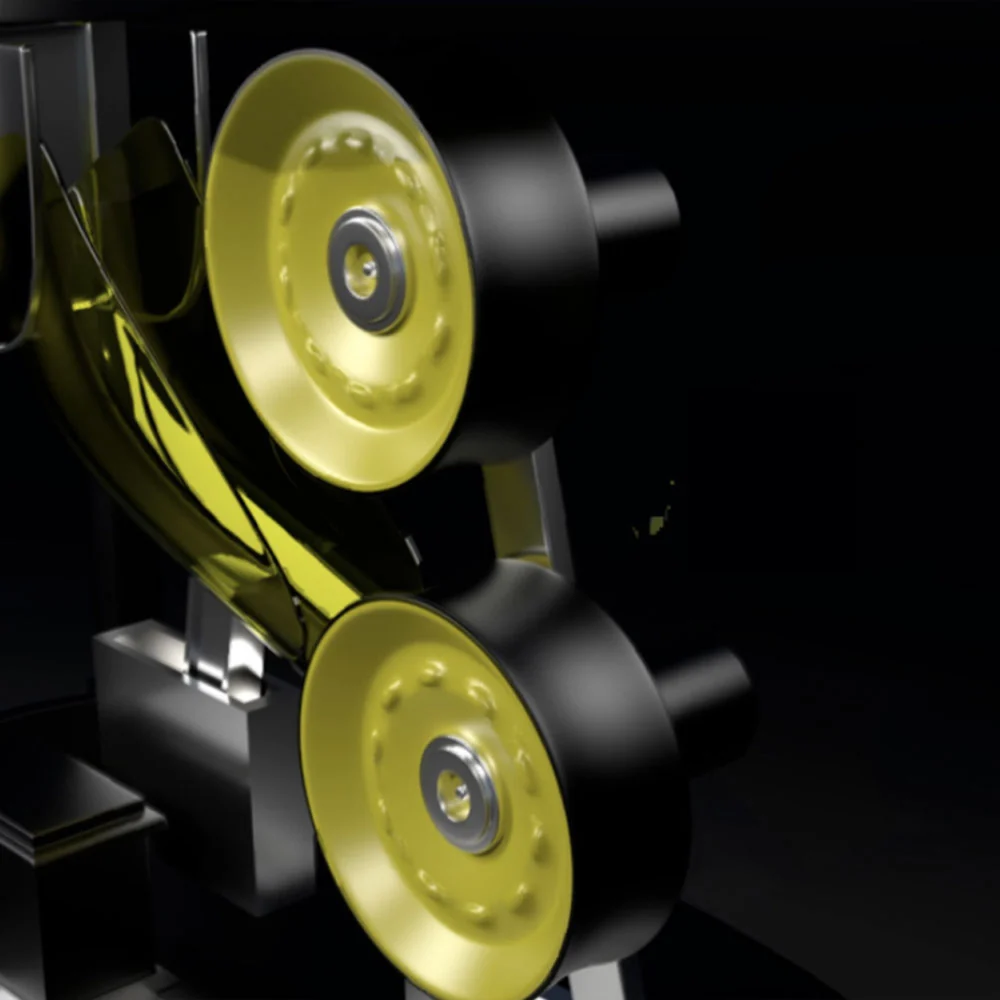 Close-up of the Titan ball machine internal roller mechanism